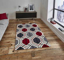 Load image into Gallery viewer, Hong Kong 7526 Cream/Red Acrylic, colour-120-x-170, colour-150-x-230, cream, geometric, modern, Rectangular, red, Think Rugs, Under £150 Rugs Think Rugs 