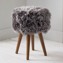 Load image into Gallery viewer, Grey Sheepskin Stool