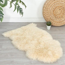 Load image into Gallery viewer, Coloured Gold Star Single Longwool Sheepskin Rug Champagne Bowron Sheepskins, Champagne, colour-60-x-95, plain, Under £150, Wool Rugs Bowron Sheepskins 